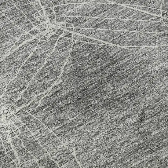 8' Gray And Ivory Geometric Washable Round Rug With UV Protection Photo 8