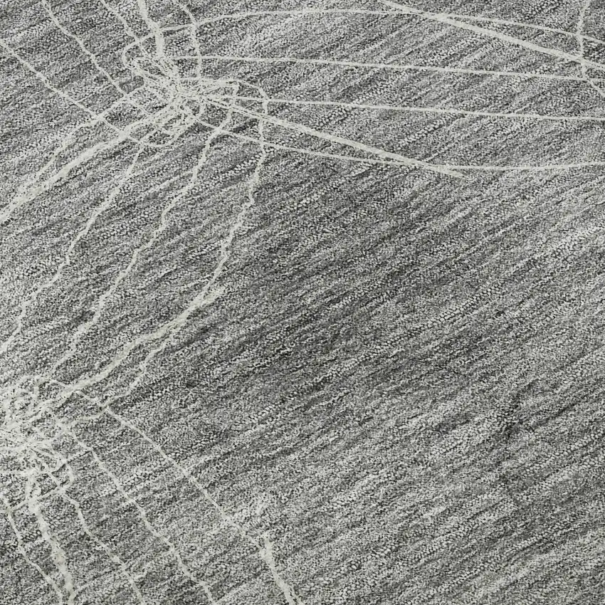 8' Gray And Ivory Geometric Washable Round Rug With UV Protection Photo 8