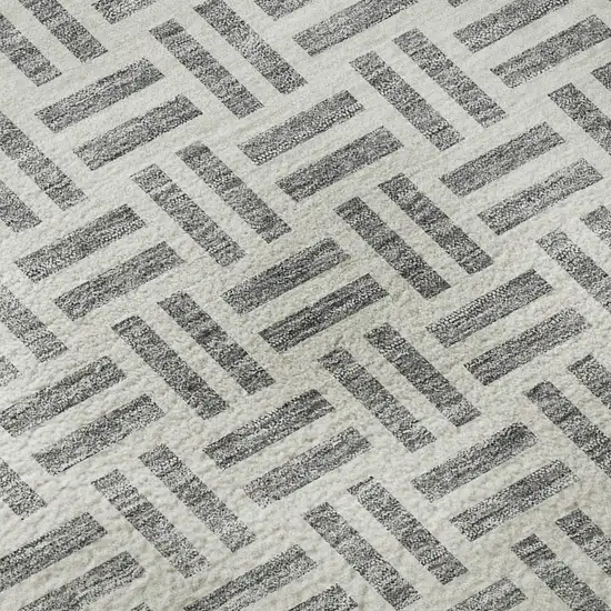 8' Gray And Ivory Geometric Washable Round Rug With UV Protection Photo 8