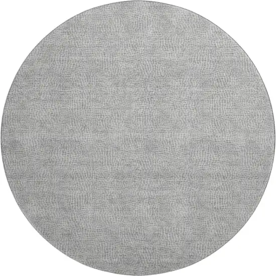 8' Gray And Ivory Geometric Washable Round Rug With UV Protection Photo 1