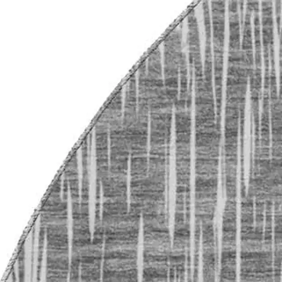 8' Gray And Ivory Ikat Washable Round Rug With UV Protection Photo 3