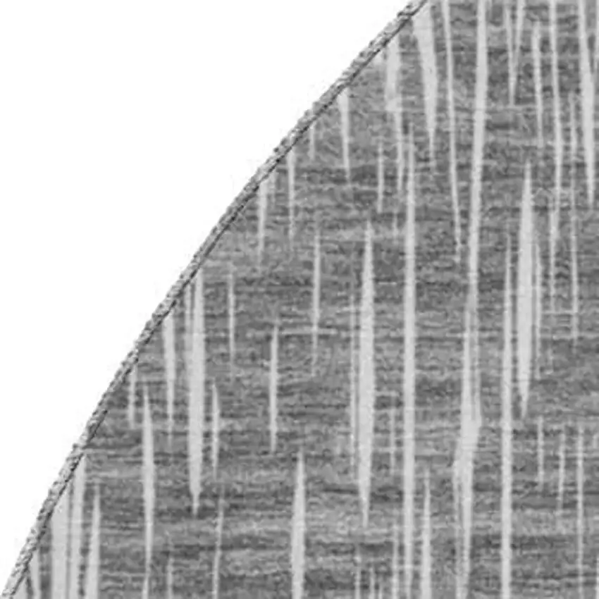 8' Gray And Ivory Ikat Washable Round Rug With UV Protection Photo 3