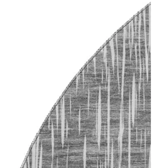 8' Gray And Ivory Ikat Washable Round Rug With UV Protection Photo 4