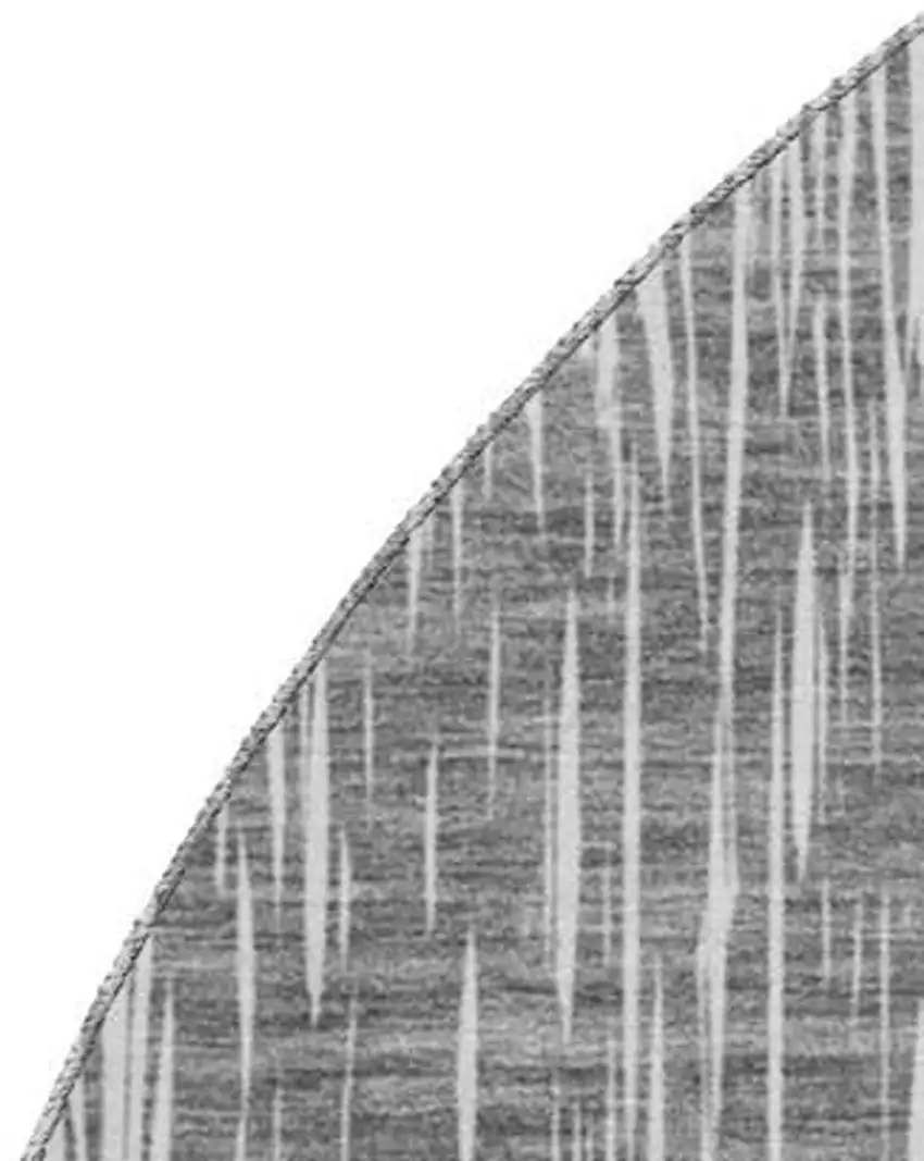 8' Gray And Ivory Ikat Washable Round Rug With UV Protection Photo 4