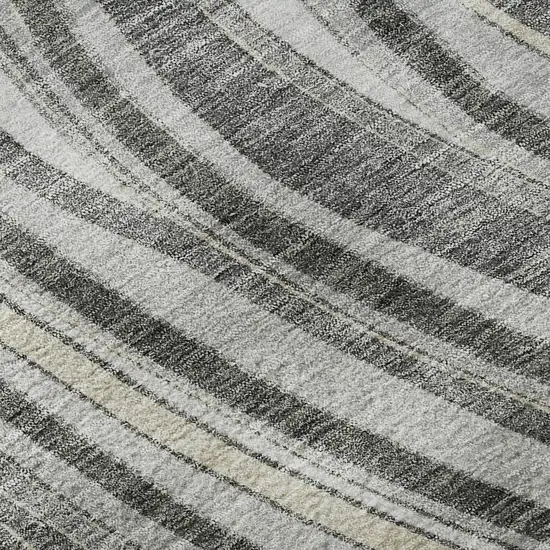 8' Gray And Ivory Marble Washable Round Rug With UV Protection Photo 9