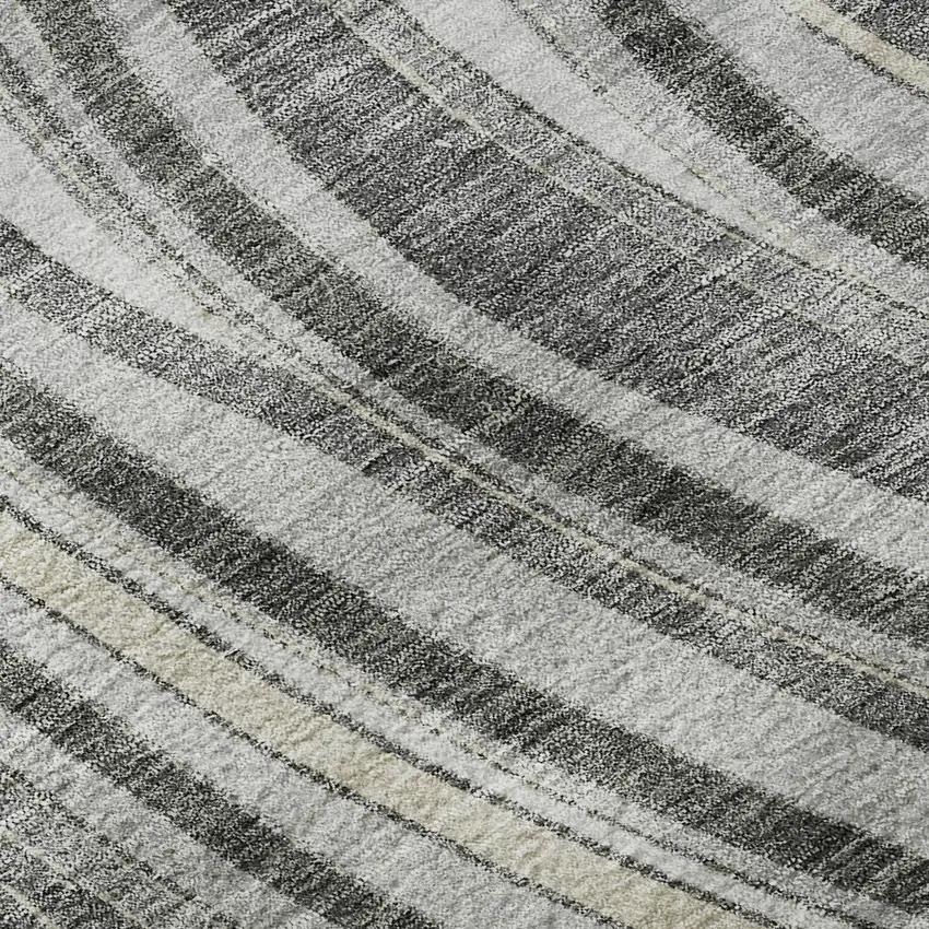 8' Gray And Ivory Marble Washable Round Rug With UV Protection Photo 9