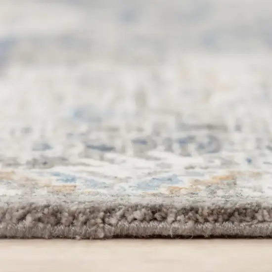 8' Gray And Ivory Medallion Hand Carved Handmade Area Rug Photo 6