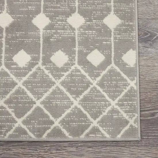 6' Gray And Ivory Moroccan Runner Rug Photo 8