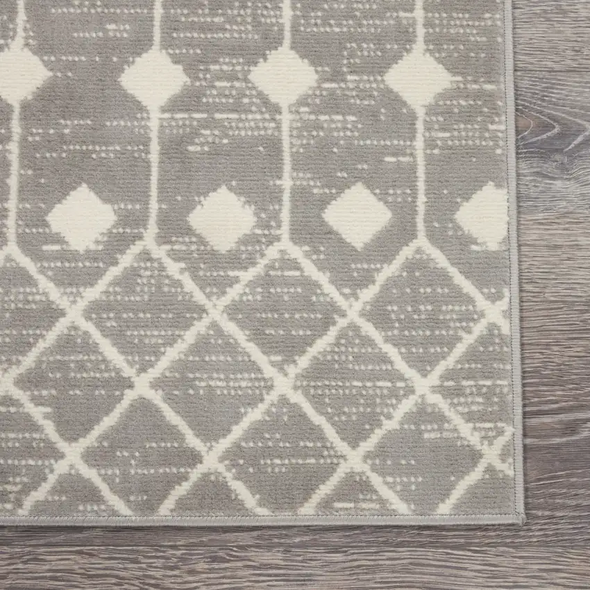 6' Gray And Ivory Moroccan Runner Rug Photo 8