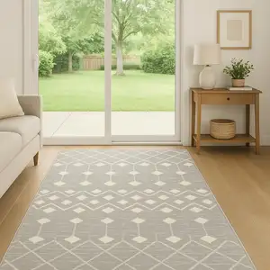 Photo of 6' Gray And Ivory Moroccan Runner Rug