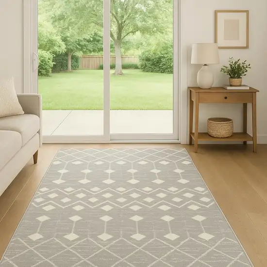 6' Gray And Ivory Moroccan Runner Rug Photo 1