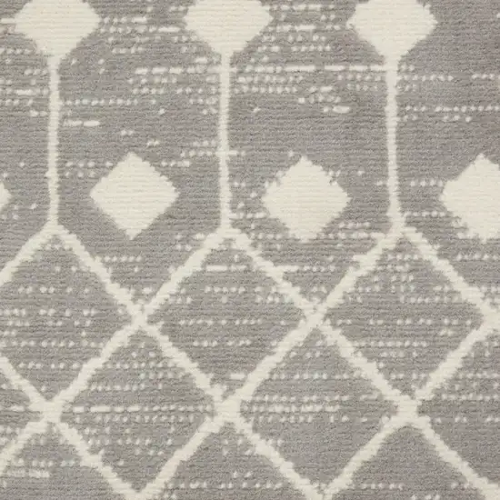 6' Gray And Ivory Moroccan Runner Rug Photo 9