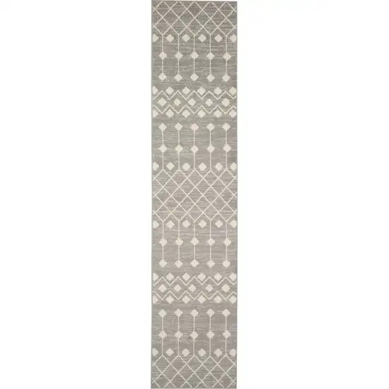 6' Gray And Ivory Moroccan Runner Rug Photo 7