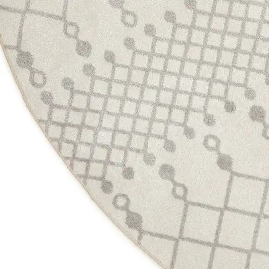 5' Gray And Ivory Moroccan Washable Round Rug Photo 9