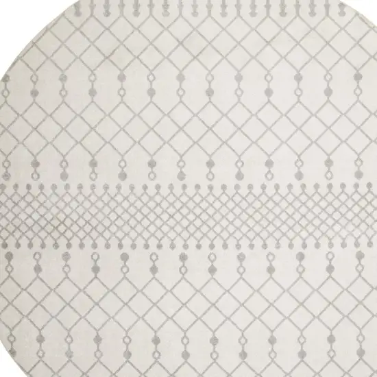 5' Gray And Ivory Moroccan Washable Round Rug Photo 4