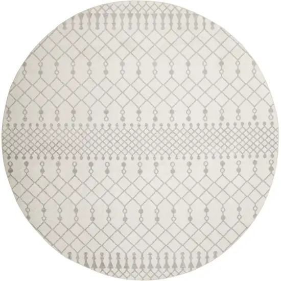 5' Gray And Ivory Moroccan Washable Round Rug Photo 2