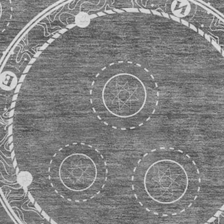 8' Gray And Ivory Nautical Washable Round Rug With UV Protection Photo 4