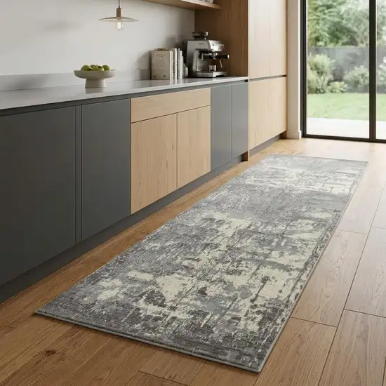 8' Gray And Ivory New Zealand Lambs Wool Abstract Hand Carved Handmade Area Rug Photo 1