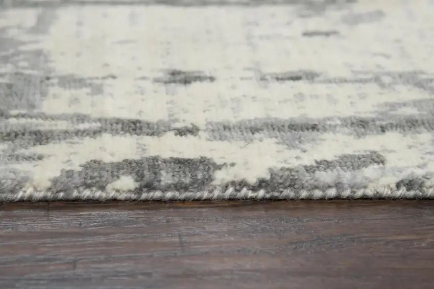 8' Gray And Ivory New Zealand Lambs Wool Abstract Hand Carved Handmade Area Rug Photo 6
