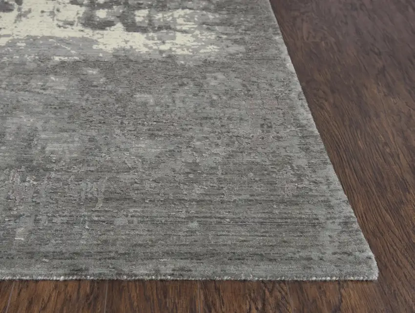 8' Gray And Ivory New Zealand Lambs Wool Abstract Hand Carved Handmade Area Rug Photo 3