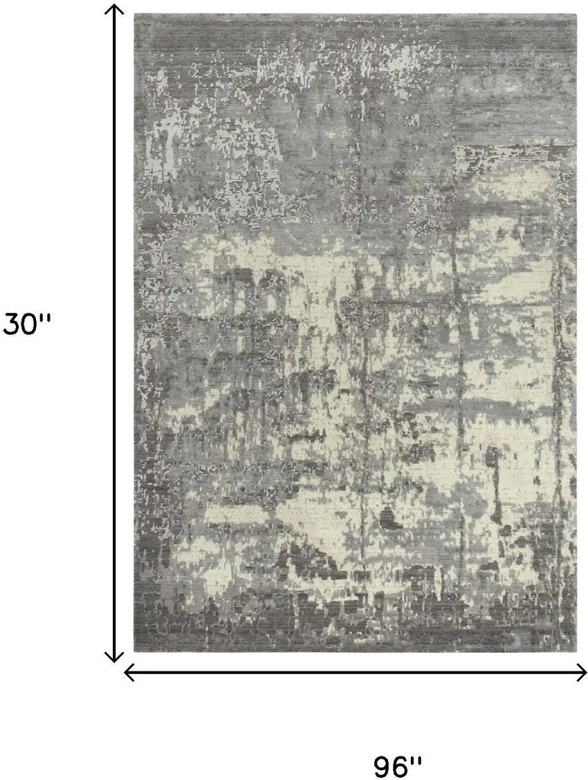 8' Gray And Ivory New Zealand Lambs Wool Abstract Hand Carved Handmade Area Rug Photo 7