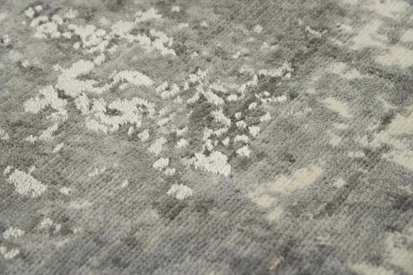 8' Gray And Ivory New Zealand Lambs Wool Abstract Hand Carved Handmade Area Rug Photo 4