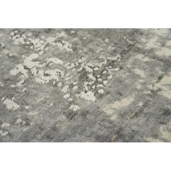 10' Gray And Ivory New Zealand Lambs Wool Abstract Hand Carved Handmade Area Rug Photo 4