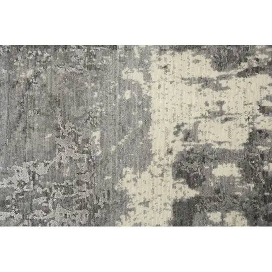 10' Gray And Ivory New Zealand Lambs Wool Abstract Hand Carved Handmade Area Rug Photo 5
