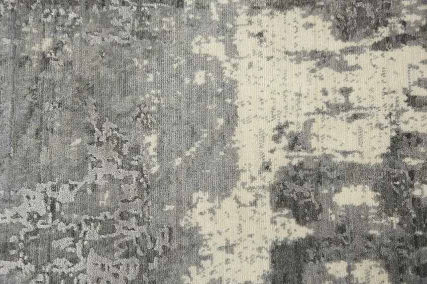 10' Gray And Ivory New Zealand Lambs Wool Abstract Hand Carved Handmade Area Rug Photo 5