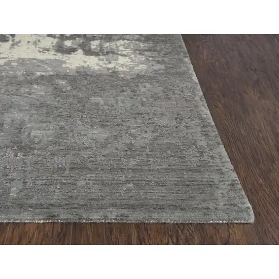 10' Gray And Ivory New Zealand Lambs Wool Abstract Hand Carved Handmade Area Rug Photo 3