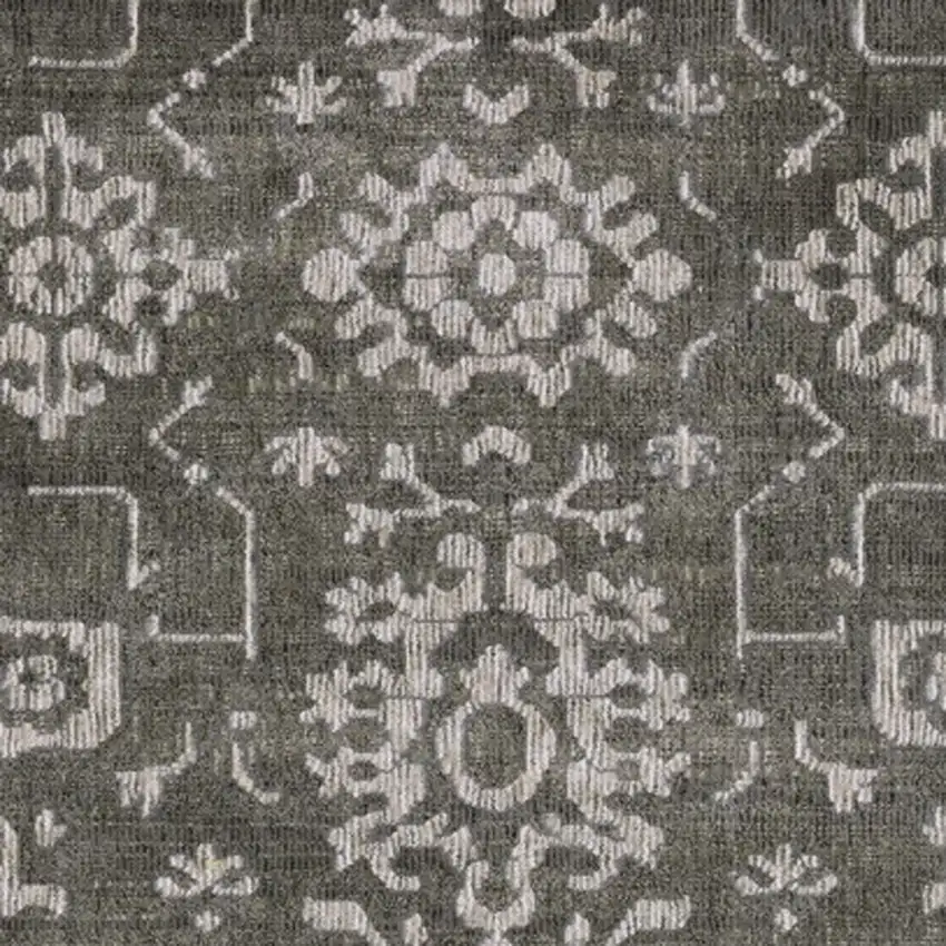 8' Gray And Ivory Oriental Runner Rug Photo 9