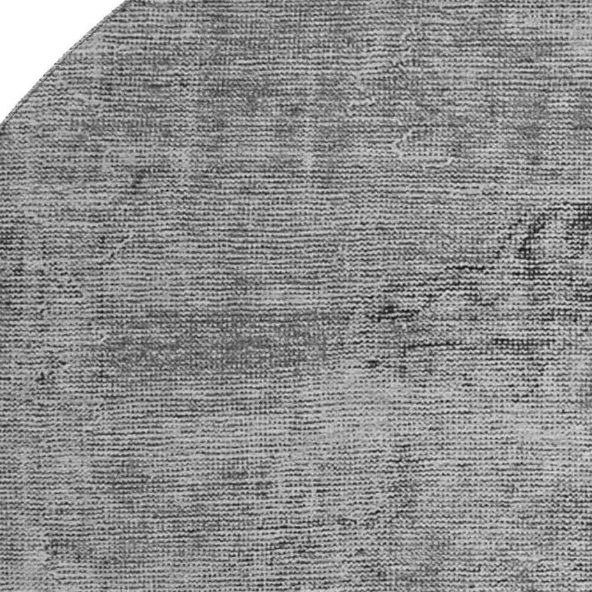 8' Gray And Ivory Oriental Washable Round Rug With UV Protection Photo 3