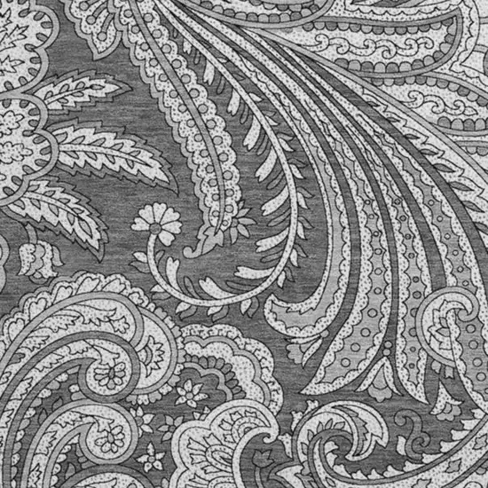 8' Gray And Ivory Paisley Washable Round Rug With UV Protection Photo 3