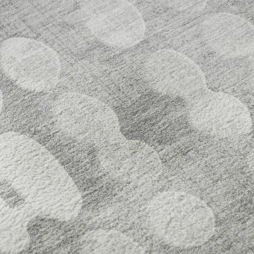 8' Gray And Ivory Polka Dot Washable Round Rug With UV Protection Photo 9