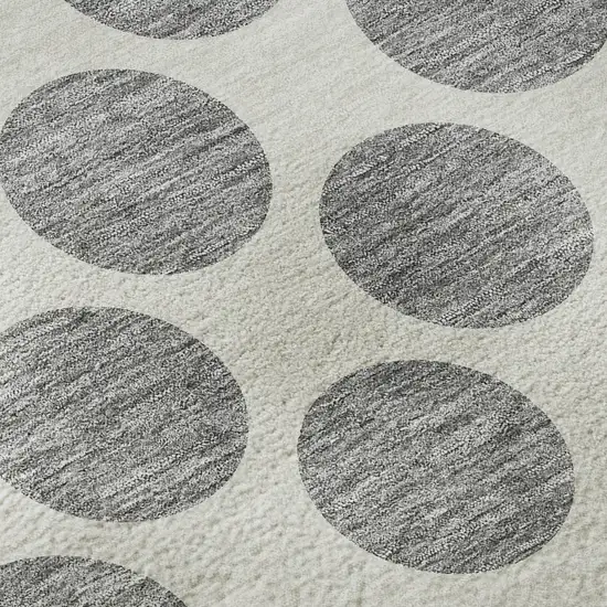 8' Gray And Ivory Polka Dot Washable Round Rug With UV Protection Photo 8
