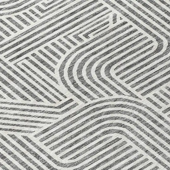 8' Gray And Ivory Round Abstract Washable Indoor Outdoor Area Rug Photo 8