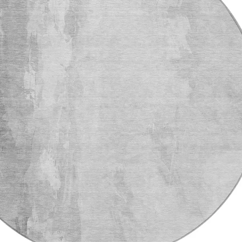 8' Gray And Ivory Round Abstract Washable Indoor Outdoor Area Rug Photo 8