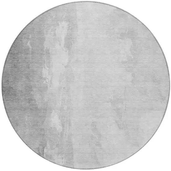 8' Gray And Ivory Round Abstract Washable Indoor Outdoor Area Rug Photo 3