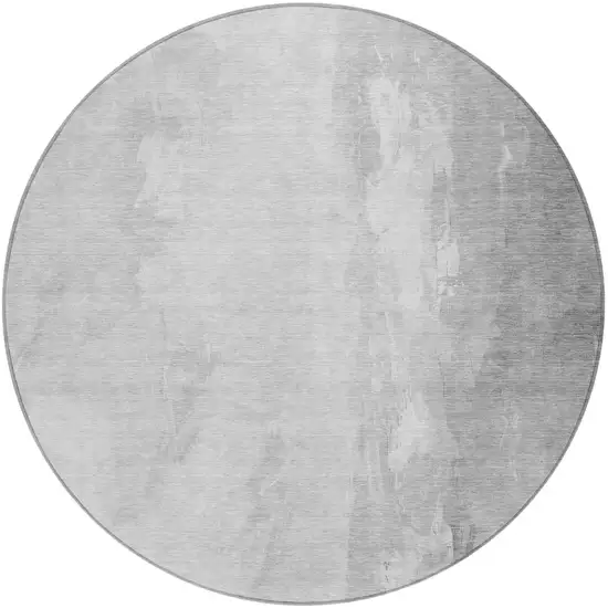 8' Gray And Ivory Round Abstract Washable Indoor Outdoor Area Rug Photo 4