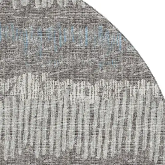 8' Gray And Ivory Round Abstract Washable Indoor Outdoor Area Rug Photo 5