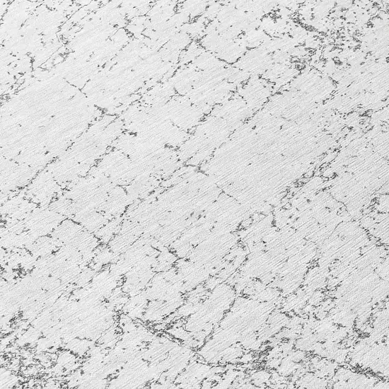 8' Gray And Ivory Round Abstract Washable Indoor Outdoor Area Rug Photo 4