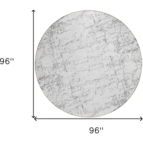 8' Gray And Ivory Round Abstract Washable Indoor Outdoor Area Rug Photo 3