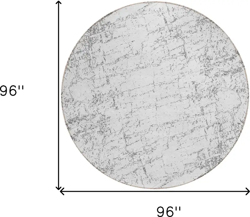 8' Gray And Ivory Round Abstract Washable Indoor Outdoor Area Rug Photo 3
