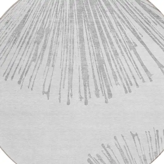 8' Gray And Ivory Round Abstract Washable Indoor Outdoor Area Rug Photo 4