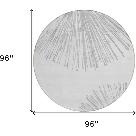 8' Gray And Ivory Round Abstract Washable Indoor Outdoor Area Rug Photo 9