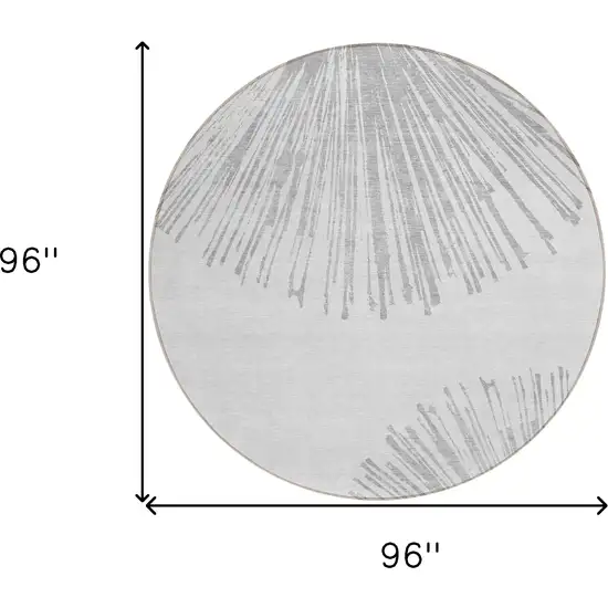 8' Gray And Ivory Round Abstract Washable Indoor Outdoor Area Rug Photo 9