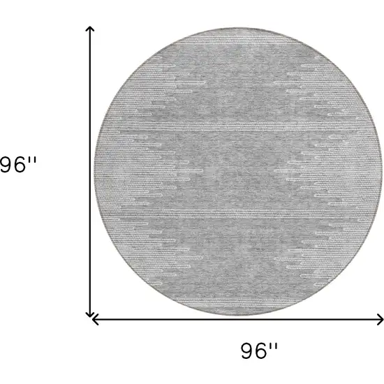 8' Gray And Ivory Round Abstract Washable Indoor Outdoor Area Rug Photo 3