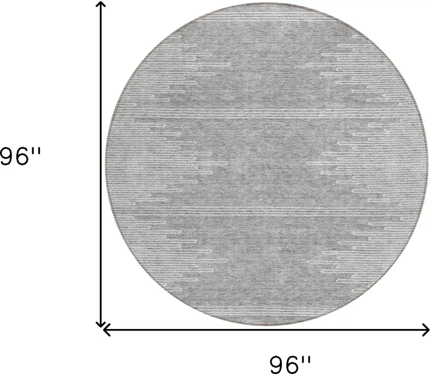 8' Gray And Ivory Round Abstract Washable Indoor Outdoor Area Rug Photo 3