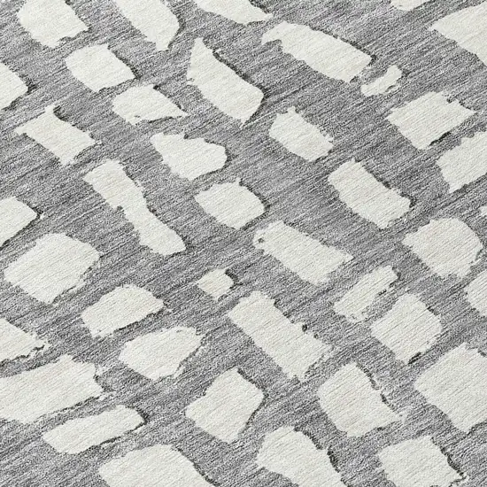8' Gray And Ivory Round Abstract Washable Indoor Outdoor Area Rug Photo 9