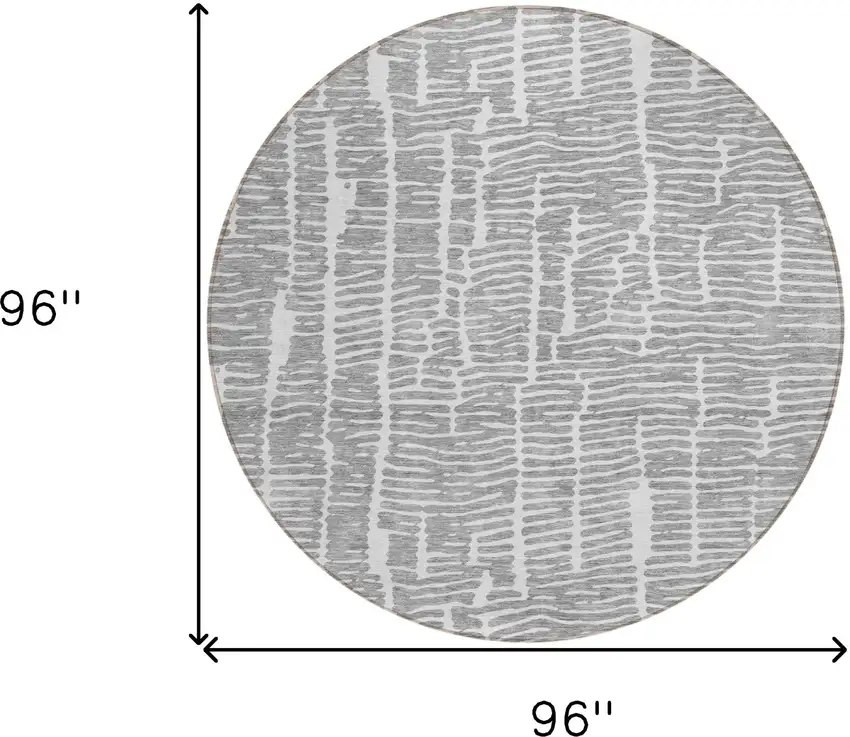 8' Gray And Ivory Round Abstract Washable Indoor Outdoor Area Rug Photo 3